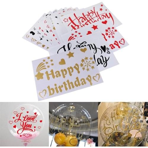 Happy Birthday I Love You Clear Balloon Stickers For Wedding Valentines Day Birthday Party Decoration