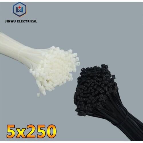 250mm Self-locking Nylon Cable Ties 6inch 250pcs/pack Plastic Zip Tie 18 lbs whiteblack wire binding wrap straps UL Certified