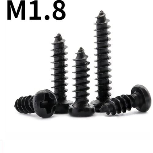 Black Round Head Tapping Screw Cross Pan Head Electronic Tapping Screw M1.8