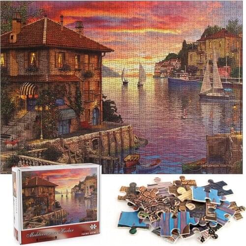 Mediterranean sunset step jigsaw puzzle 1000 pieces adult difficult jigsaw puzzle educational toy childrens gift