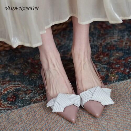 Pointed toe flat single shoes female temperament Korean style bow knot fairy ladies style dress sandals women