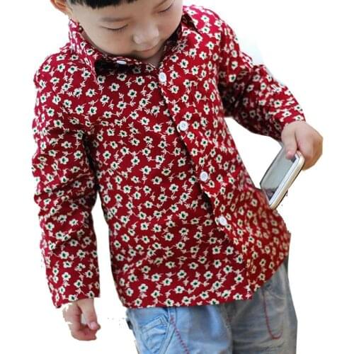 Spring/Autumn Thin Floral Boys Shirts Casual Kids Tops Children Outerwear Baby Clothes Long Sleeves Toddlers 2019 DBO