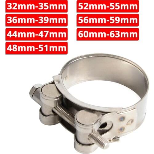 31mm - 62mm Motorcycle Exhaust Clamp Clip Stainless Steel Exhaust Pipe Clamps For KTM Honda Yamaha Kawasaki Suzuki BMW ATV