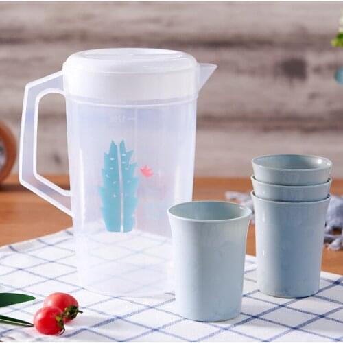 1Set Plastic Kettle Suit In Summer A Four Cup Cold Water Teapot Creative Water Cooler Clear Water Bottle