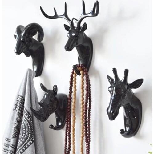 1PCs Wall Hanging Hook Deer Antlers Wall Coat Rack For Clothes Self Adhesive Display Racks Key Hanger Horns Hangers Black Gold