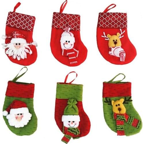 12pcs/lot Christmas stocking /socks Candy Bags Santa Claus Christmas Gift Bags Navidad Storage Bag Christmas Decoration LW0023