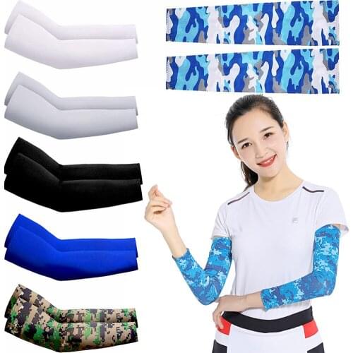 2Pcs Breathable Quick Dry UV Protection Running Arm Sleeves Basketball Elbow Pad Fitness Armguards Sports Cycling Arm Accessory
