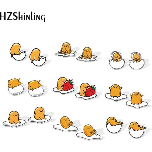 2019 New Funny Eggs Acrylic Earrings Fried Egg Acrylic Earrings Epoxy Earring Gifts Stud Ear