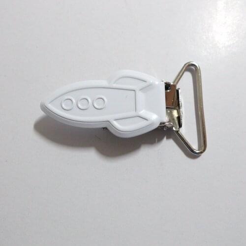 25pcs 1'' 25mm #02 WHITE COLOR Enamel Rockets Suspender Clips