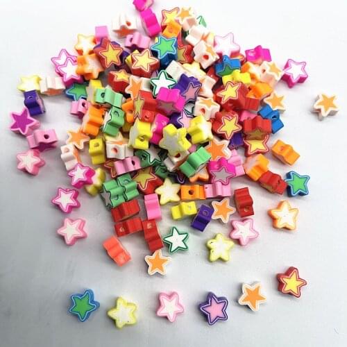 30pcs10mm Five-pointed Star Polymer Clay Spacer Loose Beads for Jewelry Making DIY Bracelet Accessories