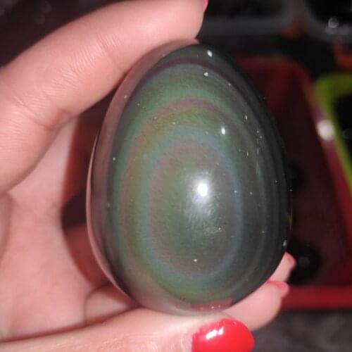 5-6cm Natural quartz crystal rainbow cat eye obsidian egg crafts