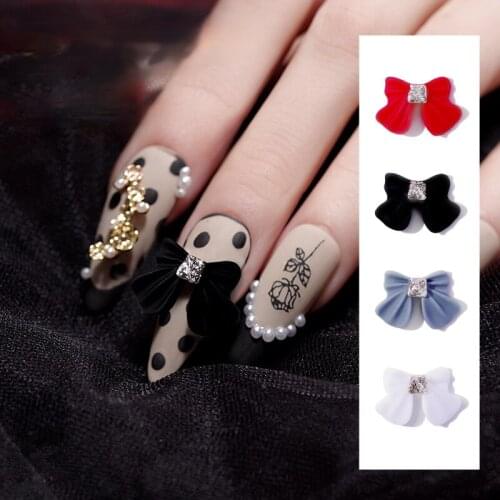 5pcs Nail silver button bow jewelry frosted resin elegant lovely nail paste decoration 3d charms