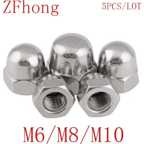 5pcs/lot DIN1587 M6 M8 M10 left thread Acorn Nuts Cap Nut Acorn Dome Head Hex Nuts