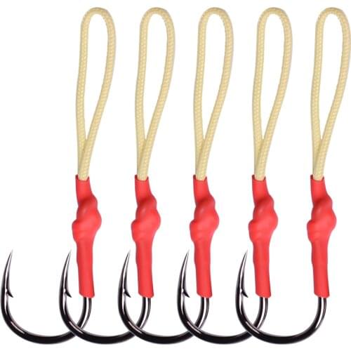 5pcs Jig Fishing Hook High Carbon Steel Hooks Japan Assist Hook Barbed Single Jig Slow Hook 1/0-6/0# For Bass Fishing Tackle