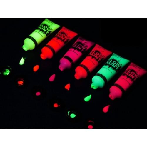 6/7 Colors Acrylic Paint Glow in the Dark gold Glowing paint Luminous Pigment Fluorescent Powder painting for Nail Art supplies