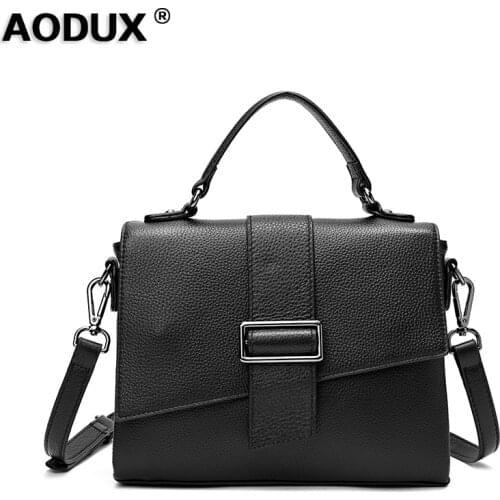 AODUX 2020 Women Ladies TOP Quality Nature Genuine Cow Leather Tote Shoulder Messenger Handle Bag Real Cowhide Calfskin Handbag