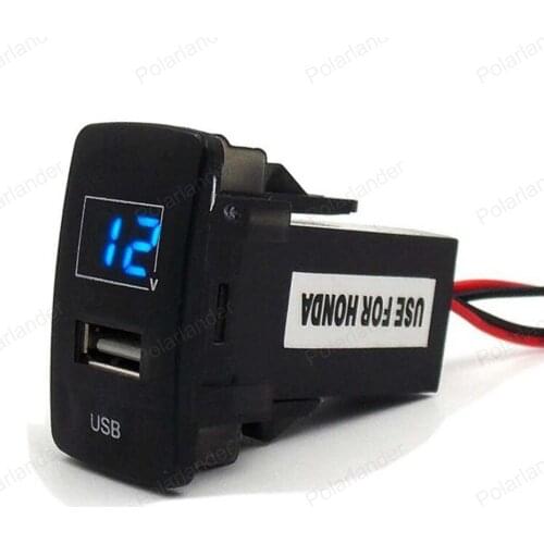 USB Port Socket Car Cellphone Charger LED Digital Voltmeter Auto Accessories For H/onda 5V 2.1A Adapter