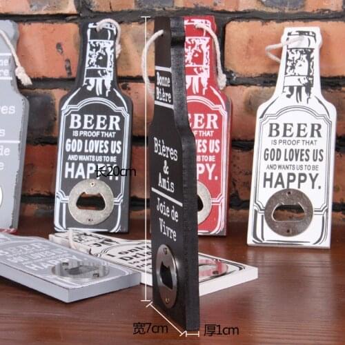 Free shipping 200pcs/sets Restaurant Bar Cafe Home Wall Decoration Vintage Wood handcraft Creative Beer Bottle Opener