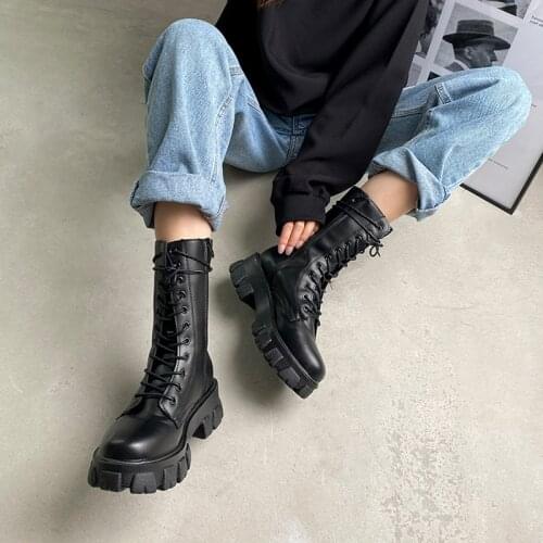 Thick-soled Leather Womens Boots Fashion Zipper Convenient Short Boots Autumn Winter Warm Casual Womens Work Boots Size 33-42