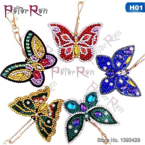 Butterfly Diamond Painting Keychain Full Drill Special Shaped Resin Embroidery Gifts Women Girl Bag Jewelry Handmade Art Pendant