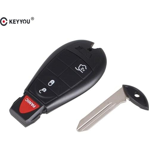 KEYYOU Keyless Entry 3+1 4 Buttons Car Smart Remote Key Fob Case Shell Insert Key Blade For Chrysler Jeep Commander Grand Chero