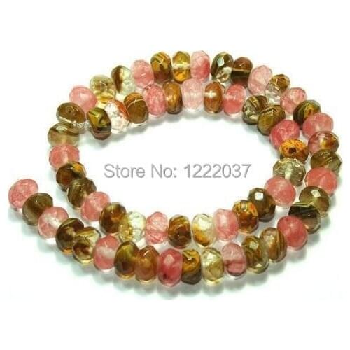 NEW 6x18mm Faceted Roundel Watermelon stone loose Beads 15"