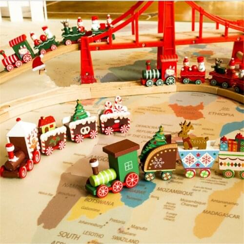 Wooden Christmas Train Ornament Christmas Decoration for Home Santa Claus Gift Toys Crafts Table Navidad Deco Xmas 2021 New Year