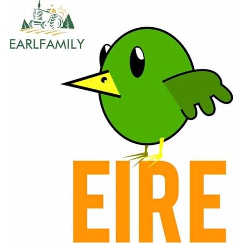 EARLFAMILY 13cm x 10.2cm for Green Bird Eire Windows Personality Car Stickers Scratch-Proof Decal Surfboard Trunk Vinyl Car Wrap