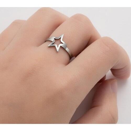 Hfarich 2020 Fashion Christmas Gift Rings Tiny Star for Women Stainless Steel Adjustable Ring Jewelry Minimalist Accessories