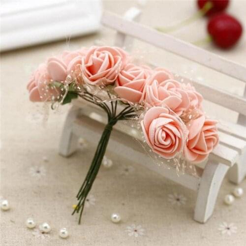 2.5cm Foam Artificial Wrist Flower Fake Rose Bouquet Wedding Party Decoration