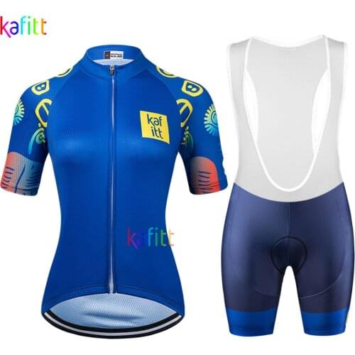 Kafitt Pro Team Cycling Jersey Bib Sets Women Summer Bike Clothes MTB Ropa Ciclismo Bicycle Uniforme Maillot Quick Dry Pink Pad