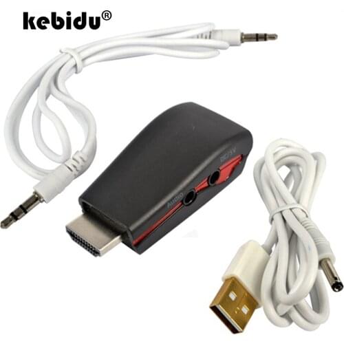 Kebidu Hot sell 1080P USB Power Cable 3.5mm audio Cable HDMI-compatible to VGA Adapter Male to Female Conversion Connector