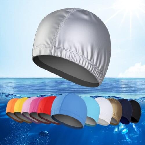 New 2019 Elastic Waterproof PU Coating Swim Caps Swim Pool Unisex Swim Hats Free size Men&Women Ears Protection Swimming Cap