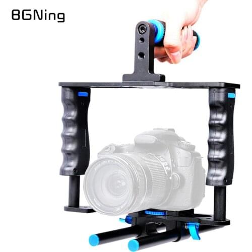 Camera Video Cage Film Movie Making Kit DSLR Cage & Handle Grip & Rod for Canon 5D2 700D 650D for Nikon D7200 Aluminum Alloy ABS