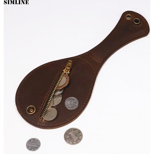 100% Genuine Leather Coin Purse Boston Leather Sap Slap Racket Jacksap Self Defense Tool Multi Function EDC Wallet Waist Bag