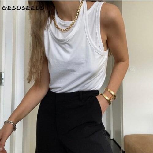 Summer tank top sexy o neck crop top women sleeveless cropped tops cotton double shoulder strap tops women 2020 white top lady
