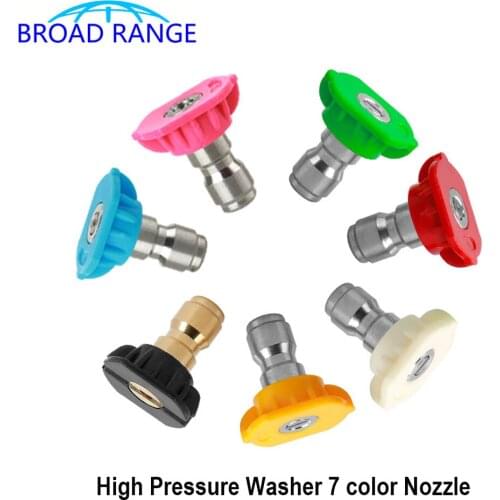 High Pressure Washer Metal Nozzle 7 color G1/4 Quick Connector 4000PSI Sprayer Gun Nozzle Car Cleaning Garden Tool