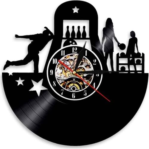 Bowling Vinyl Record Wall Clock Modern Design Sport Wall Watch Classic Clock Personality Wall Art Decor For Bowling Club