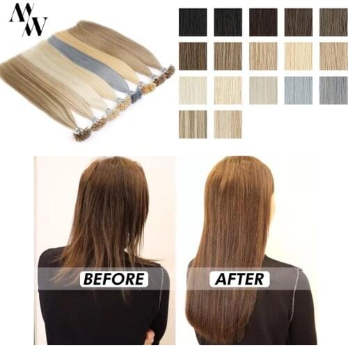 MW Fusion Keratin Bond Human Hair Extensions Capsule U Nail Tip Real Remy Pre Bonded Hair 16"20"24"28" 0.8g/s 1.0g/s Available