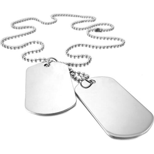Stainless Steel Pendant Necklace Pendant Silver Double Dog Tag Plate Army Biker Chain Necklace Man Woman Goth necklace for women