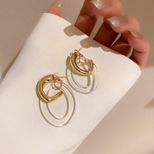 2021 New Korean Transparent Acrylic Oval Circle Dangle Earrings For Women Fashion Jewelry Geometric Oorbellen Brincos