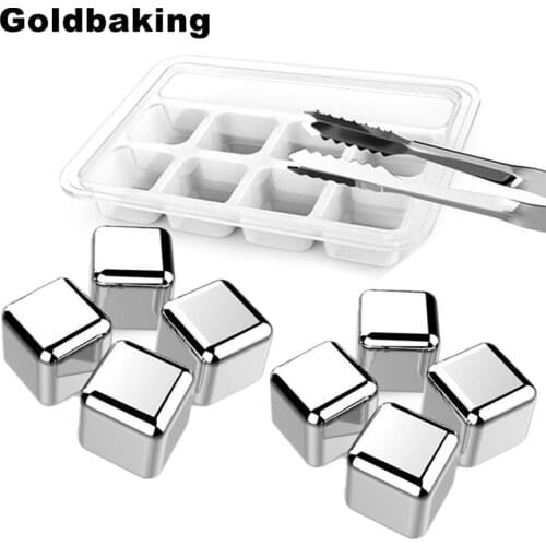 Chilling Rocks Stainless Steel Ice Cubes Reusable Ice Cube for Cooling Wine Drinks Whiskey Stone Set