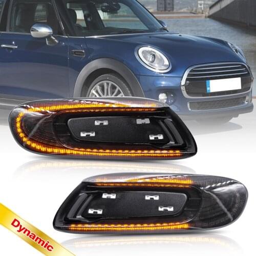 Sequential Led Side Marker Indicators Blinker Light for Mini Cooper F55 F56 14-20 F57 16-20 Amber Turn Signal Lamp Smoke Lens