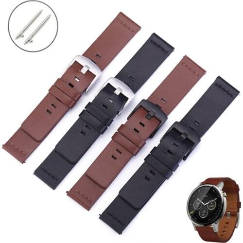 18mm 20mm 22mm 24mm Genuine Leather Watch Band For Moto 360 2nd Watch Strap For Samsung Galaxy Watch 46mm 42mm Gear S3 S2 Band