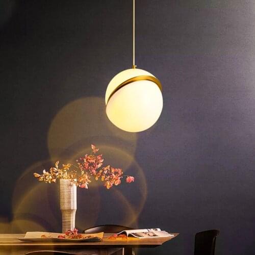 Nordic Creative Personality Globe Ball LED Pendant Light Decor Restaurant Cafe Shop Hotel Hanging Light Bedside Pendant Lamp