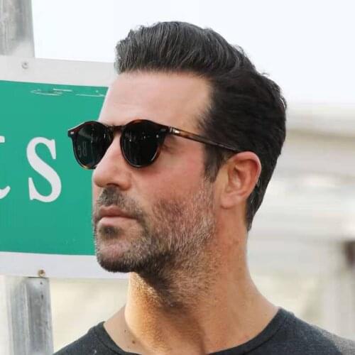 FEISHINI Frosted Texture Frame Sun Glasses Round Black Vintage Fashion UV400 Men Sunglasses Women Polarized Brand Designer