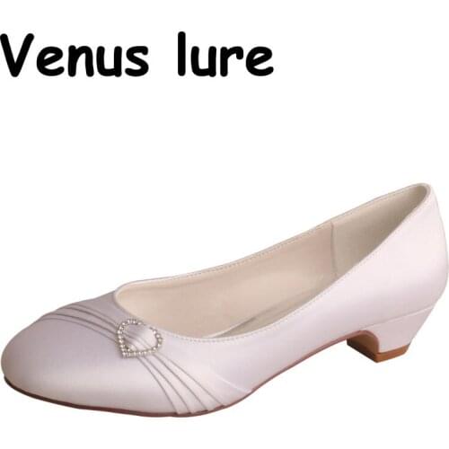 23 Colors Shoes Women Low Heel for Wedding Round Toe White Pumps Size 8