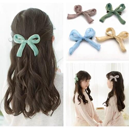 Korean version of the new bow double layer lace hairpin tulle solid color hairgrips fashion For Women headdress Hair Accessories