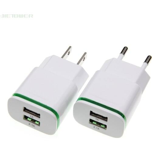 2 Ports USB Charger Charging Adapters EU US Plug LED Converters Travel Wall Chargers For iPhone 6 7 iPad Samsung Charging Device