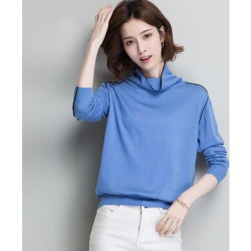 Women Cashmere Turtleneck Sweater New Autumn High Collar Wool Sweater Pullovers Free Shipping